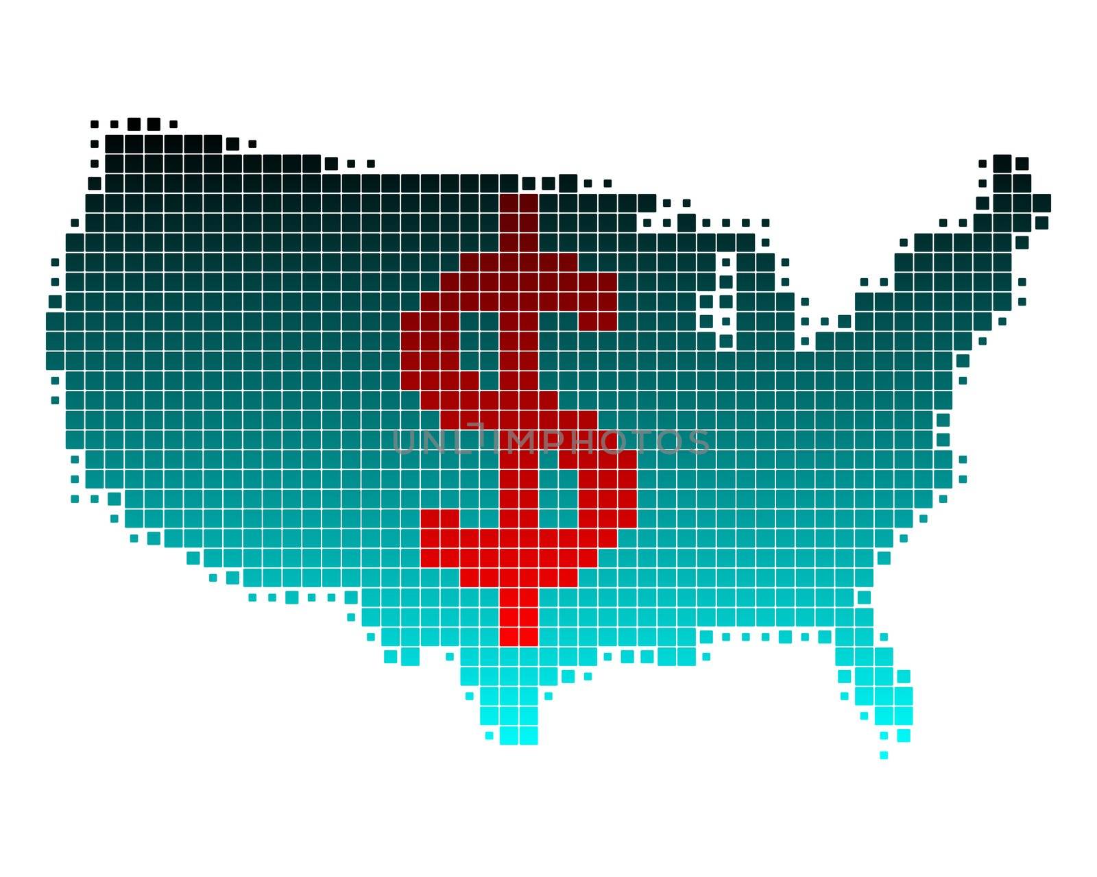 Map of U.S. and dollar sign