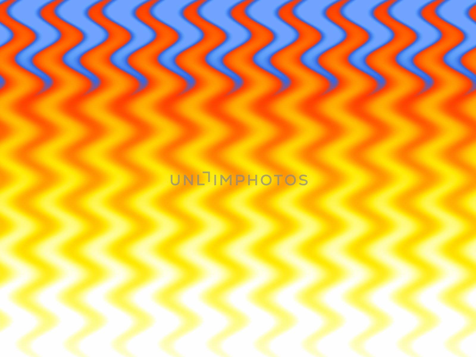 Blue, red, orange, yellow and white waves