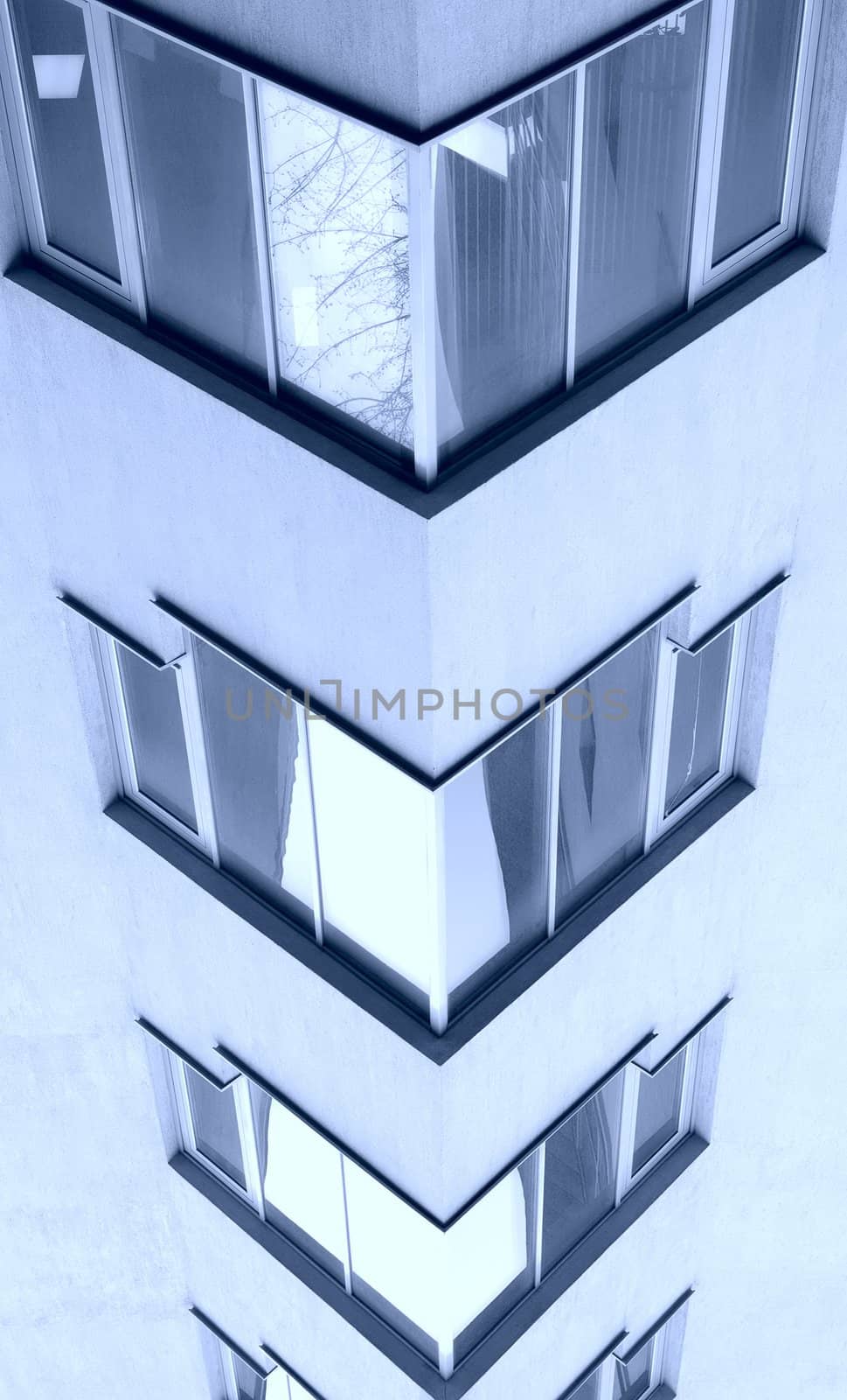 abstraction, triangular window of the modern high-rise building