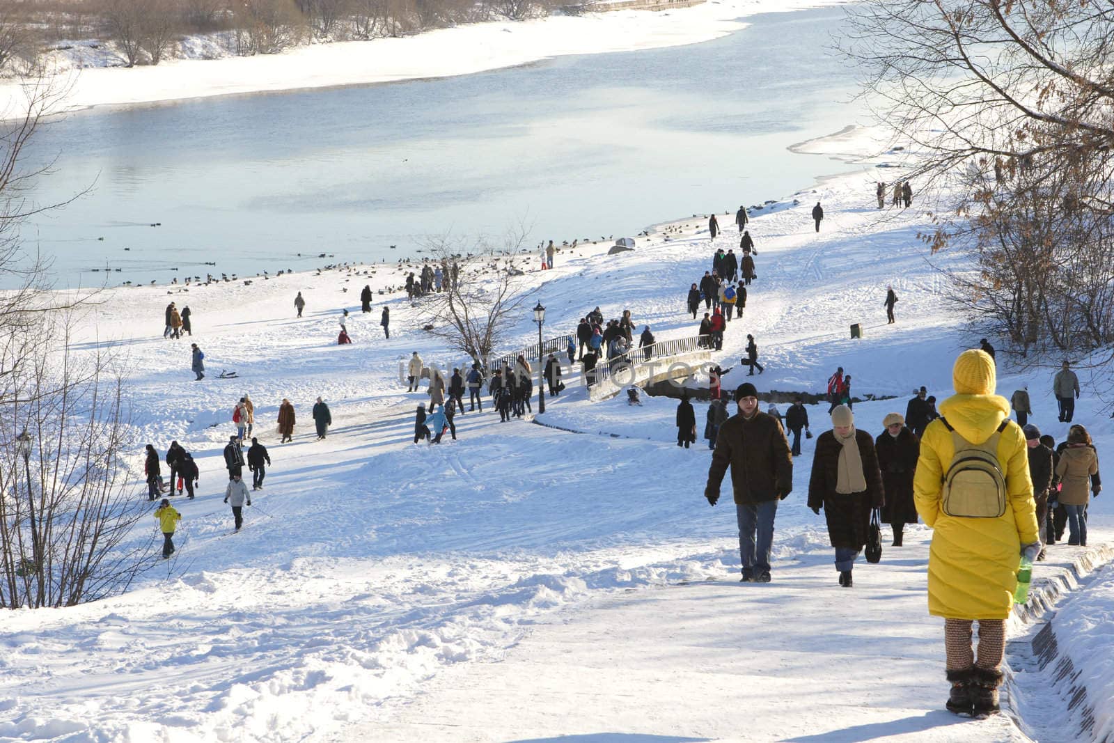 Winter Solar Day in Park Kolomenskoe, Moscow, Russia