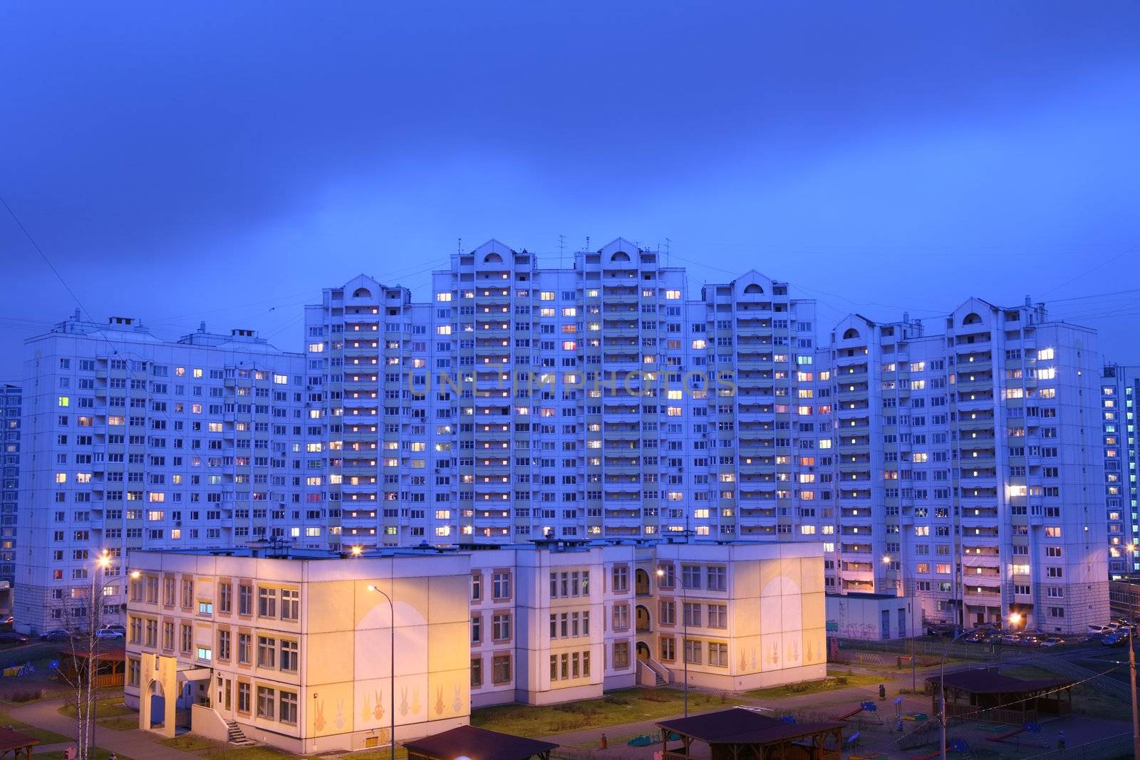 Nursery-house in courtyard vein building in region Lianozovo, Russia, Moscow