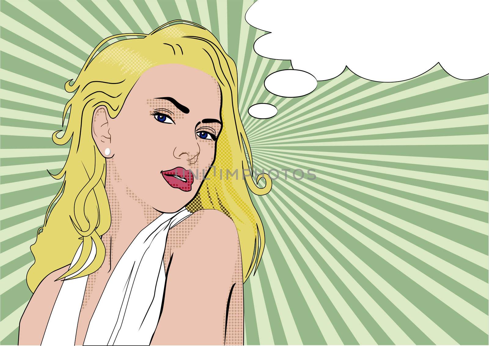 blond thought pose sexy pout elegant blonde lady white dress vector