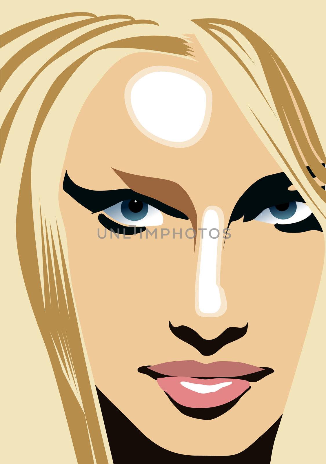 elegant blond lady vector blue eyes