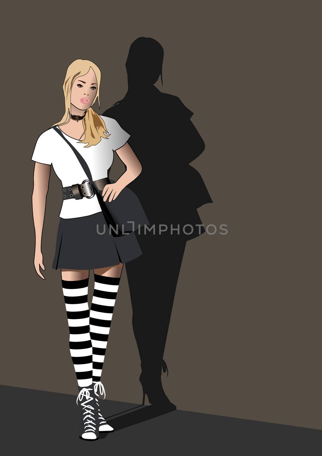 stripey stockings shadow girl mini by williammpark