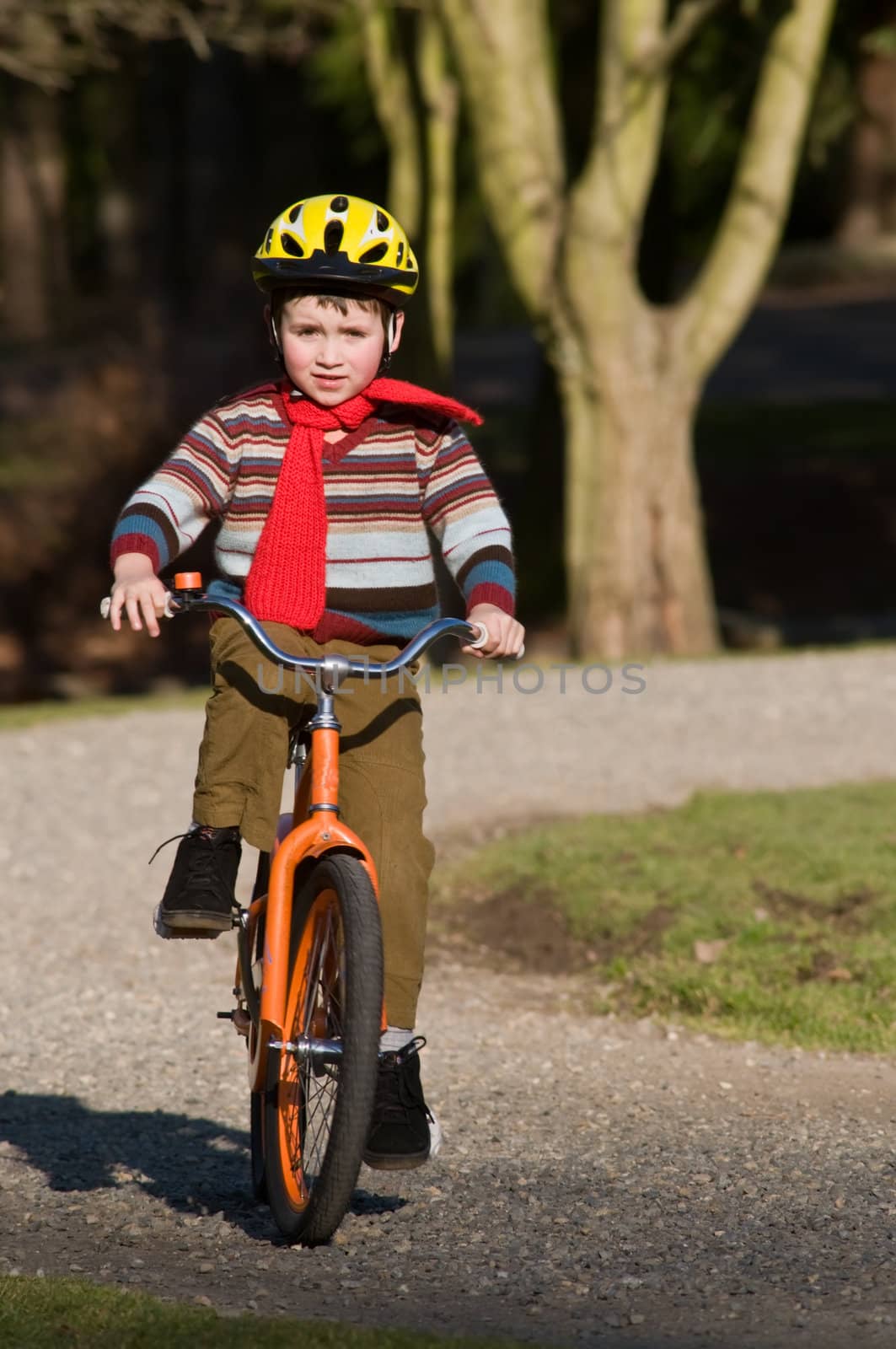 boy on bicycle by rongreer