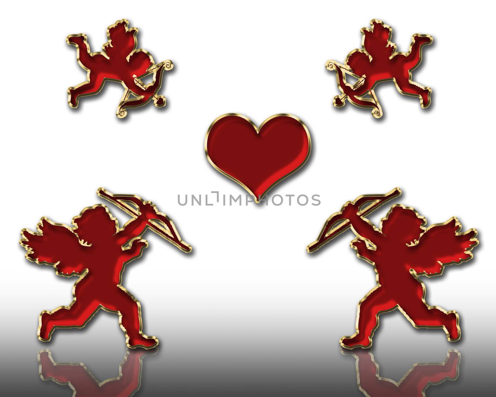 valentine's day red cupids illustration