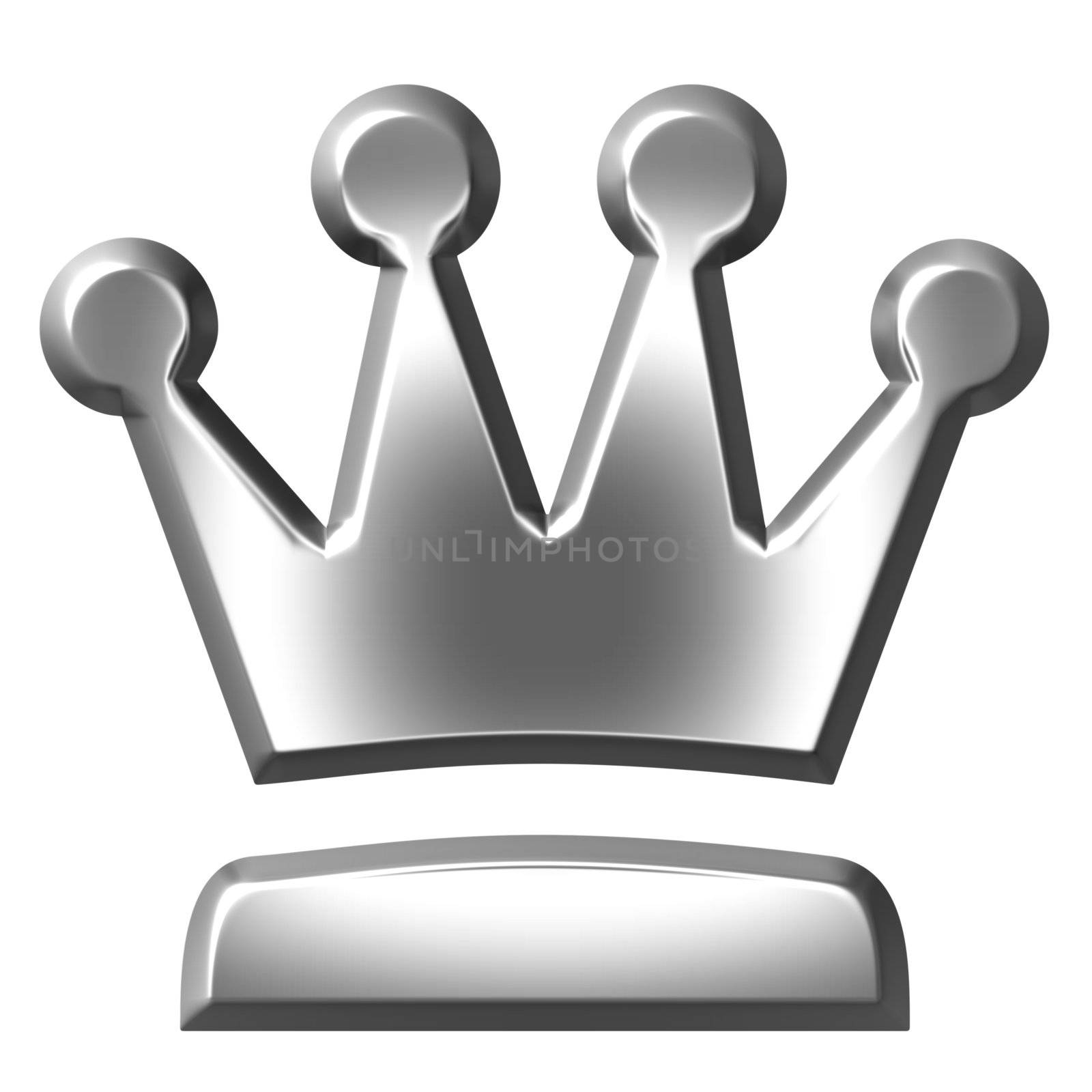 3d silver crown isolated in white