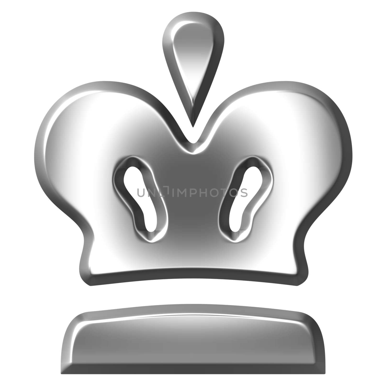 3d silver crown isolated in white