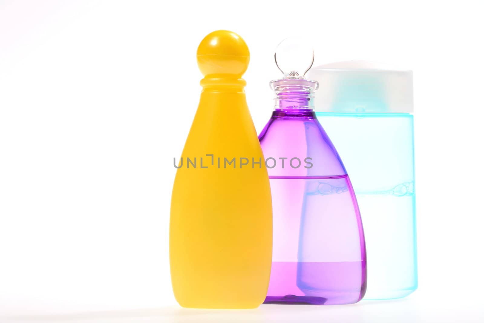 Three Vials, Varicolored Bottles with Liquid, Perfumery and Make-up