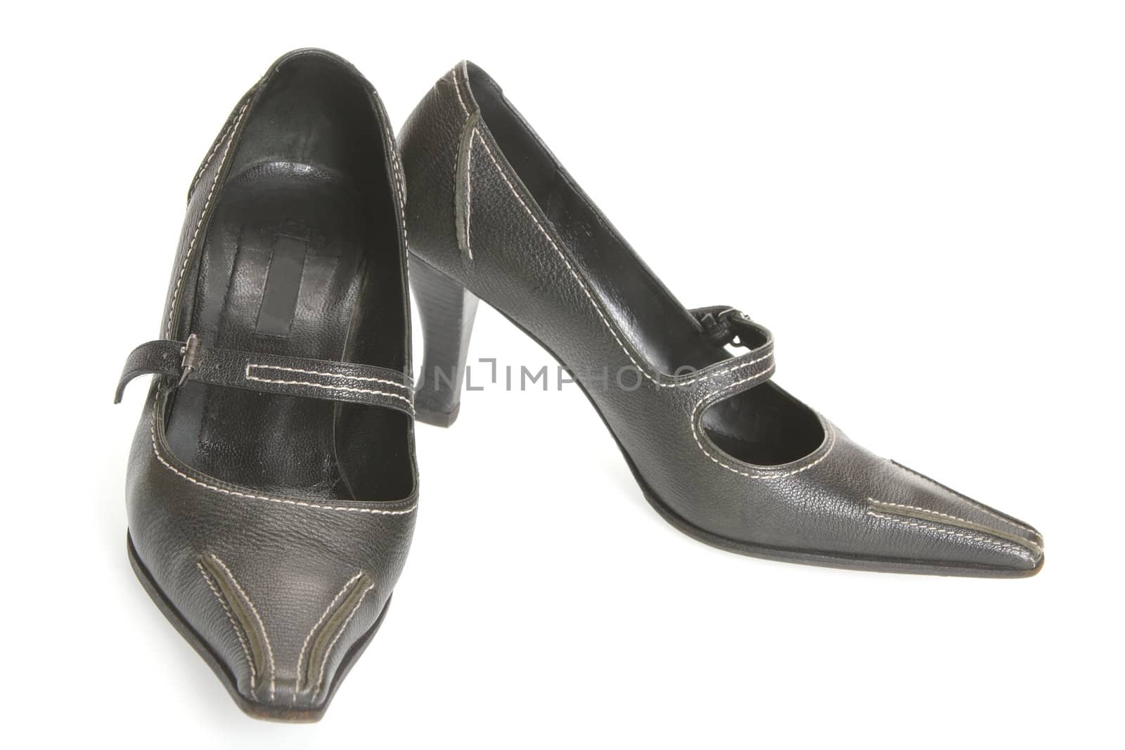 Black Feminine Loafers on High Heel, 