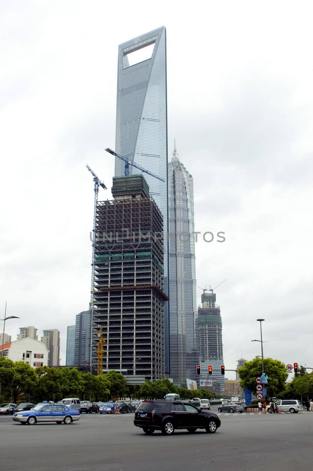 Modern Shanghai - Chinese business capitol with highest skyscrapers in Pudong area. 