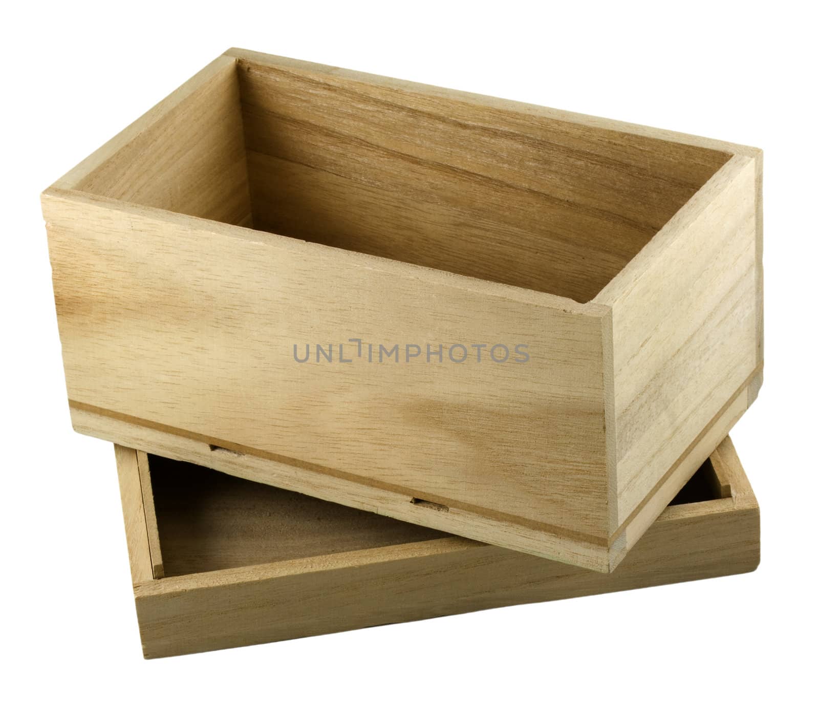 opened wooden gift box with with a lid by PixelsAway