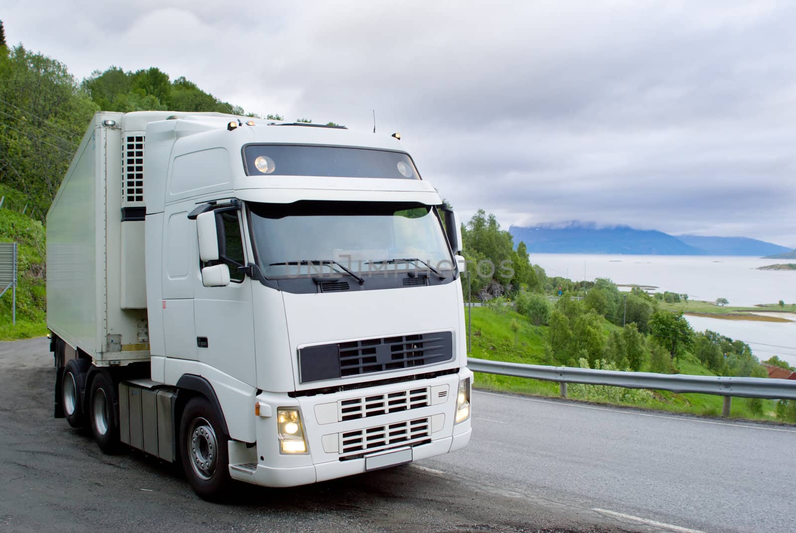 The truck on the Norwegian mountain road