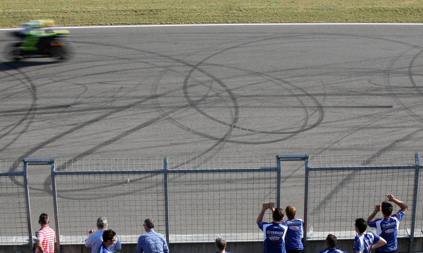  Valentino Rossi, who in early June in Italy Mugello GP suffered an fracture of the leg is testing at Masaryk Circuit on 12 July 2010, in Brno, Czech republic.