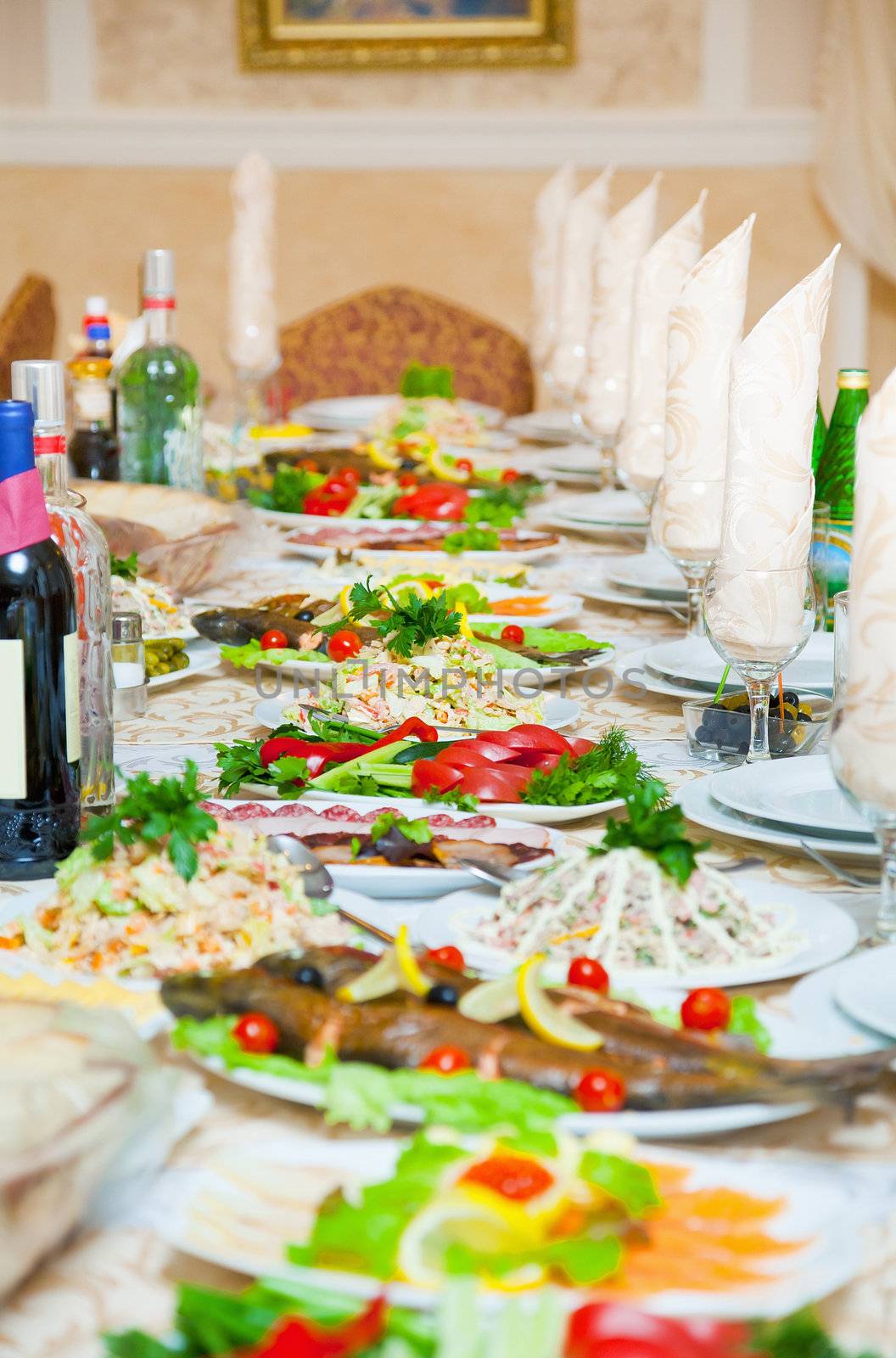 Table service for the holiday in the restaurant