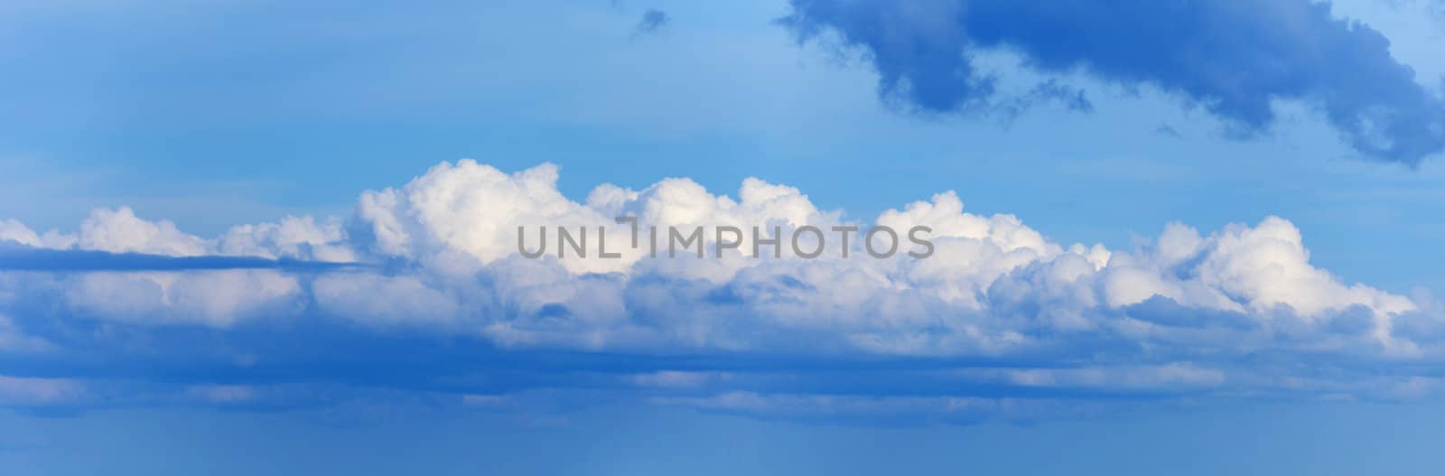 Long cloud in sky - panoramic photo by pzaxe