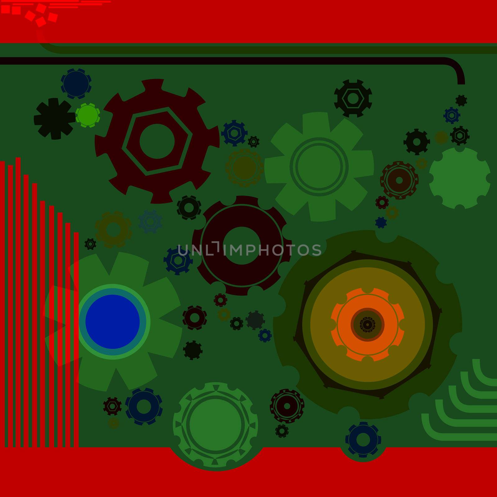Art deco background with gears