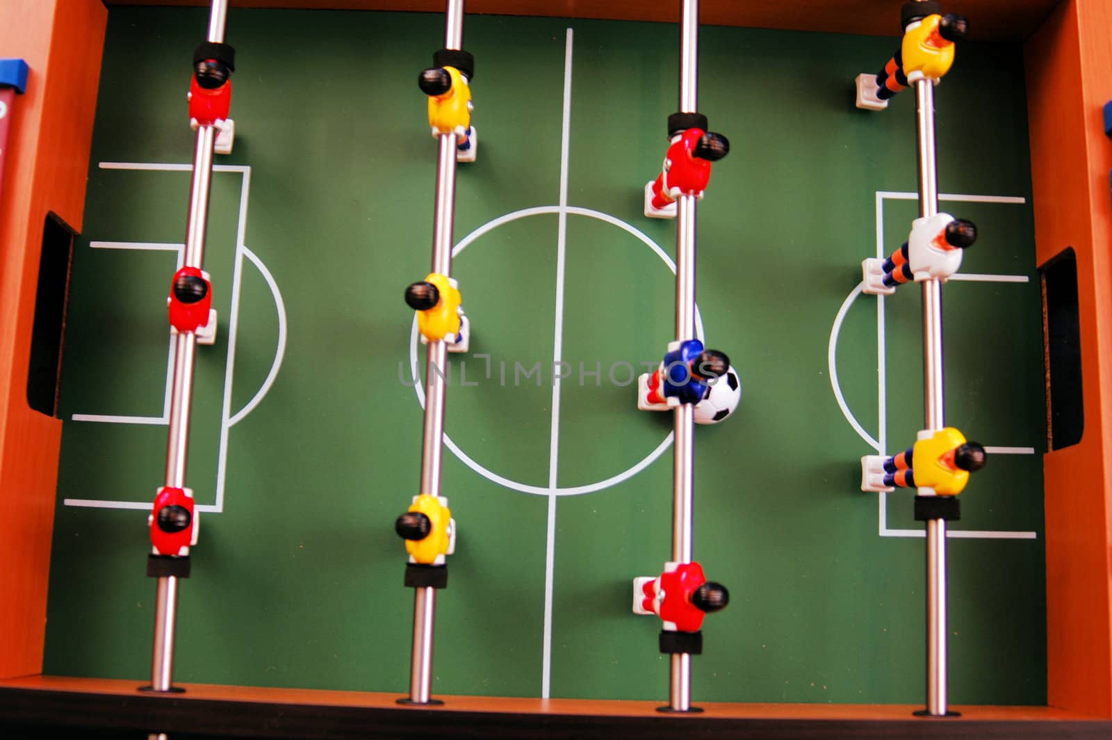 View from above on a foosball table