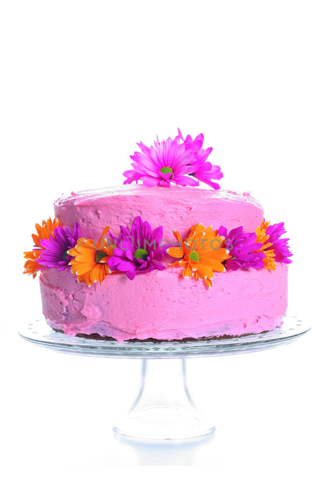 cake with fresh flowers vertical