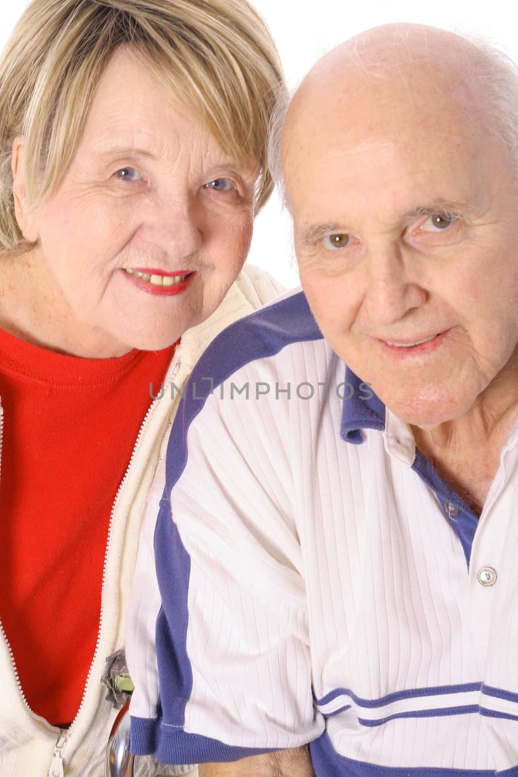 seniors together isolated on white vertical