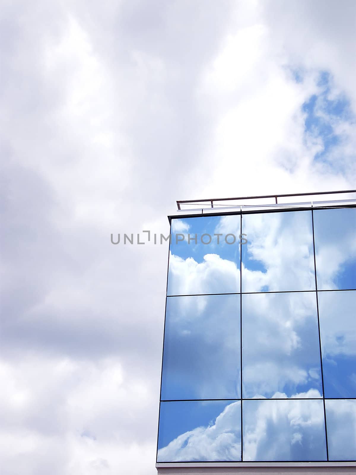 reflected sky on buildings windows