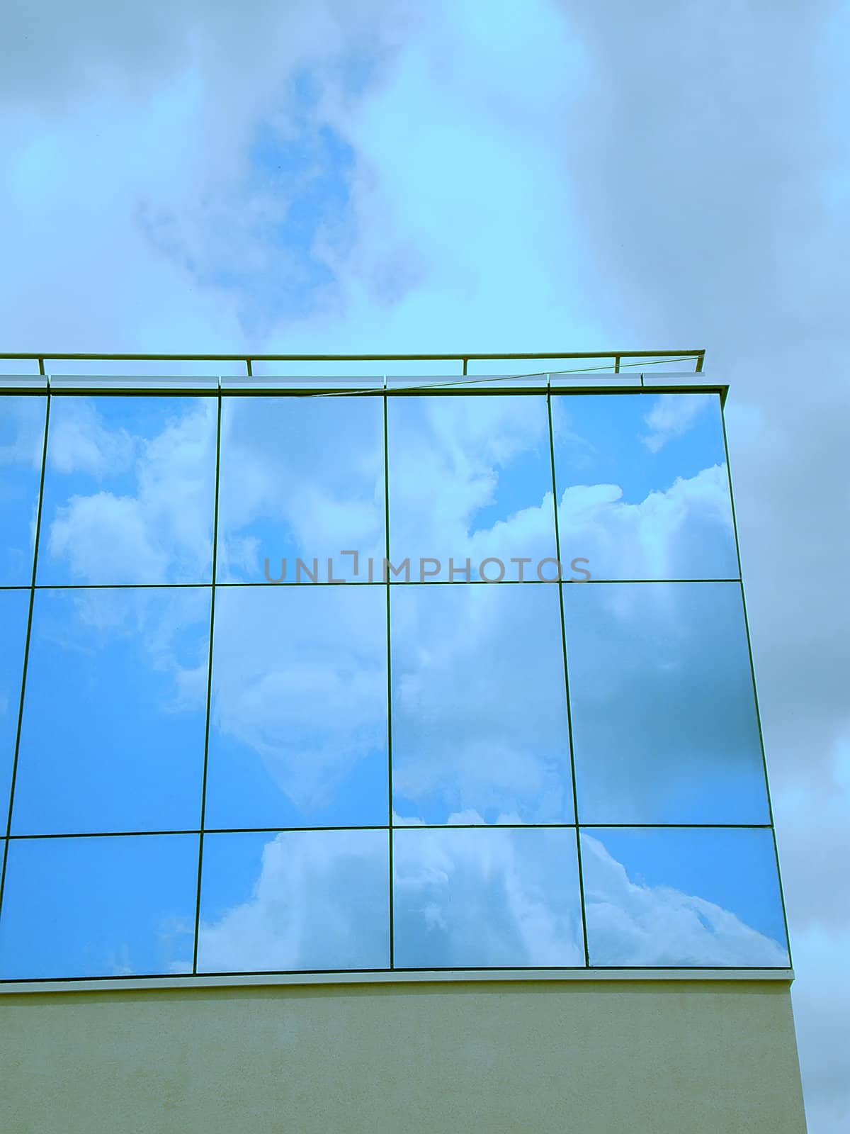 reflected sky on buildings windows