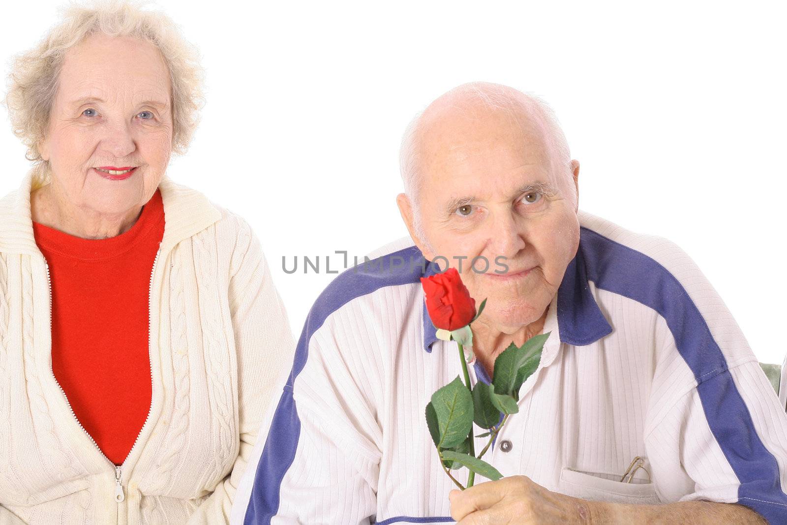shot of a husband and wife with a rose by creativestock