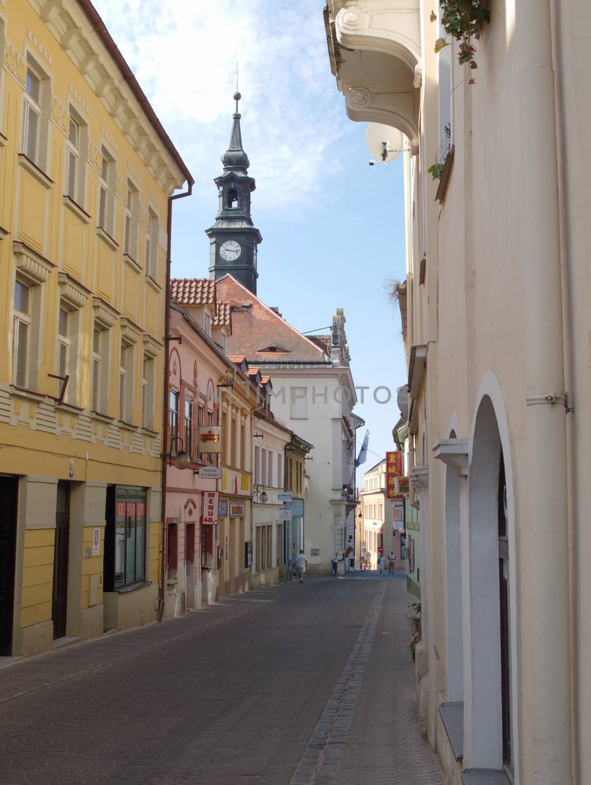 mini alley in historical center of Ceska Lipa, small town in Czech Republic