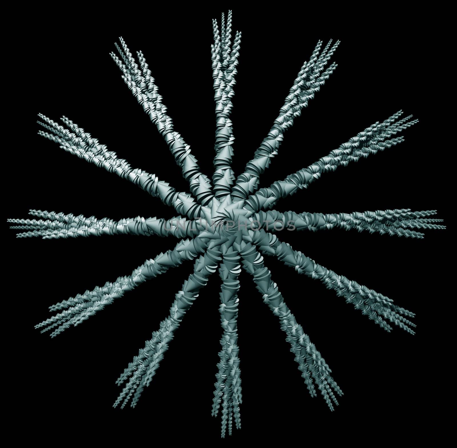cone star on black background - 3d illustration