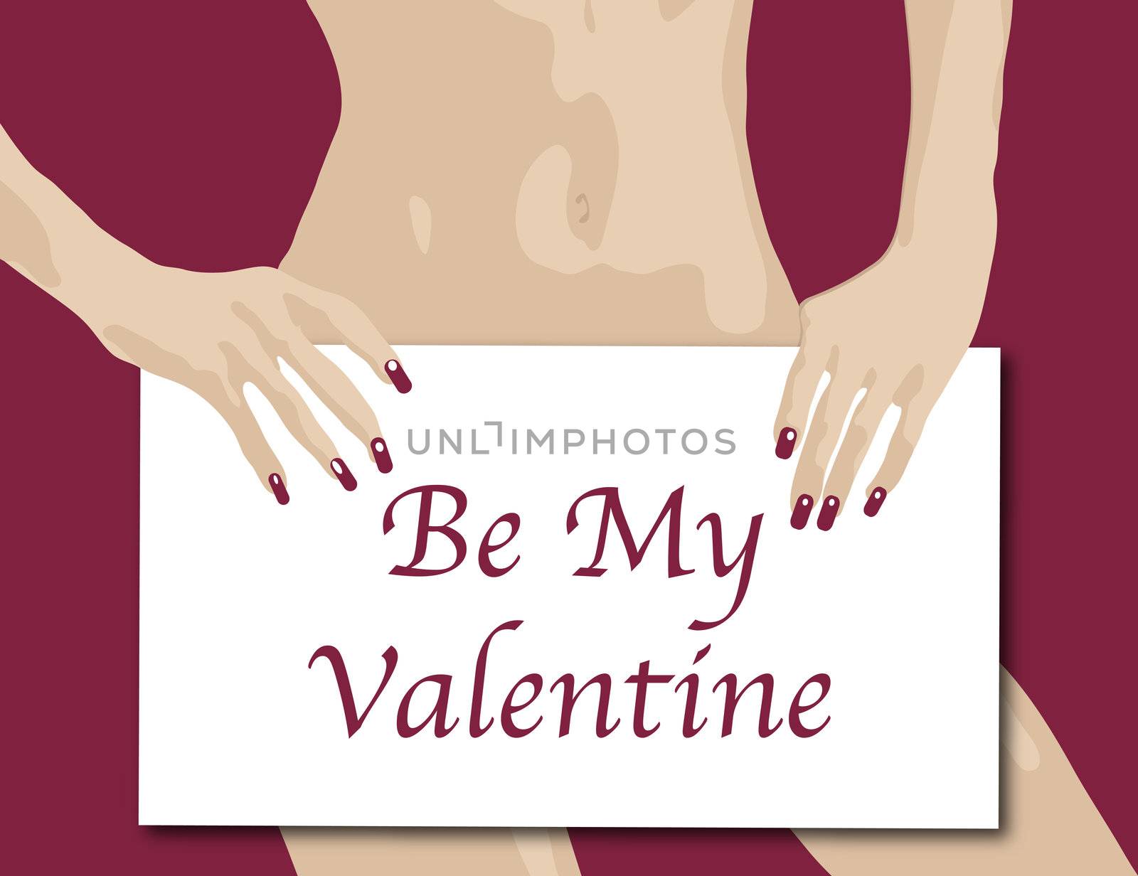 illustration of woman holding valentine sign