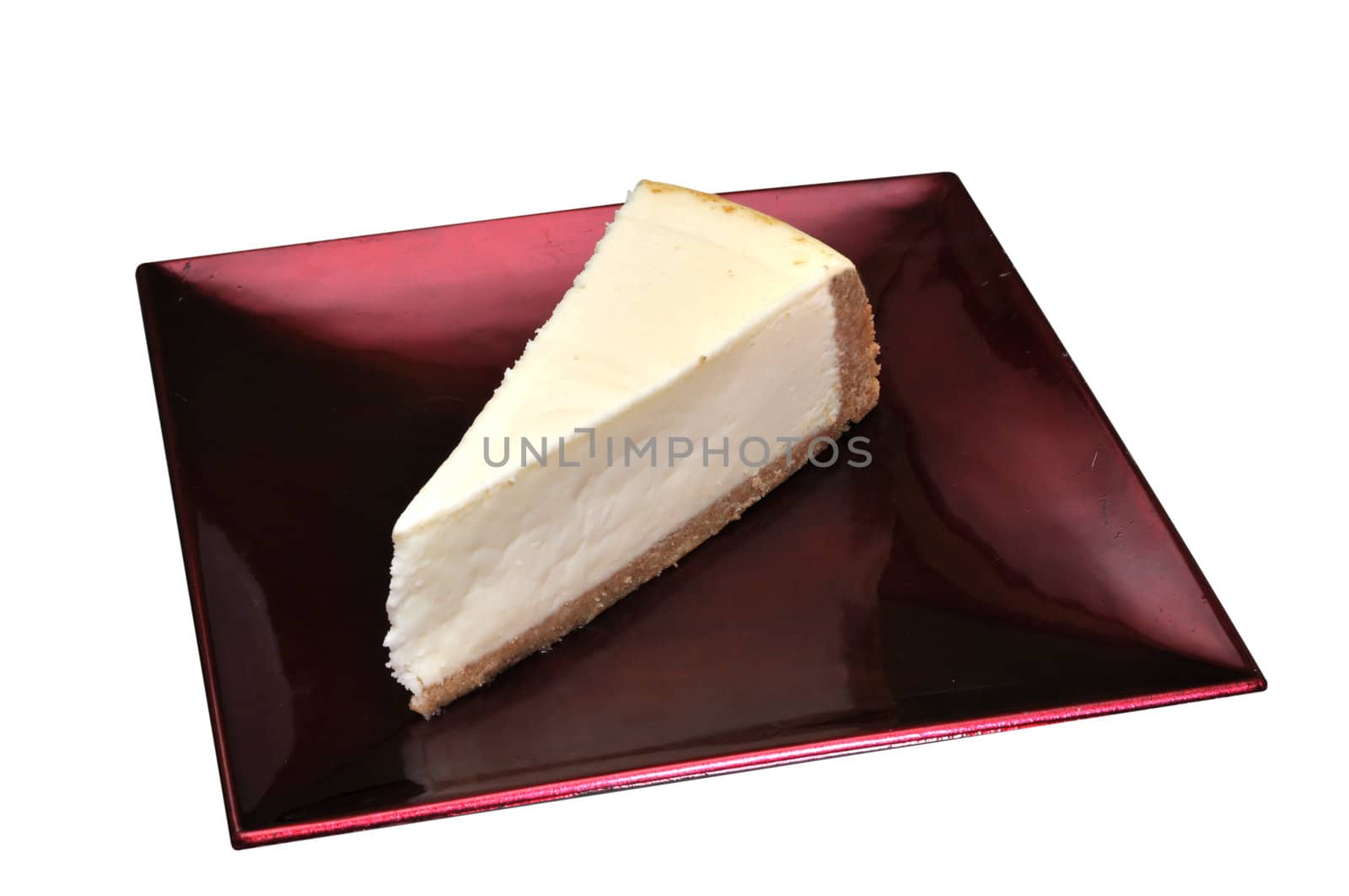 Plain cheesecake on plate isolated on white background with clipping path.