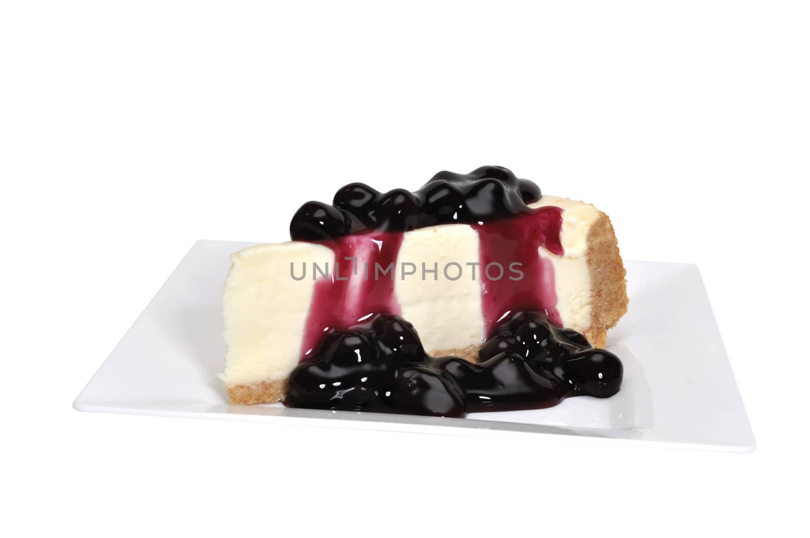 Blueberry cheesecake isolated on white background with clipping path.