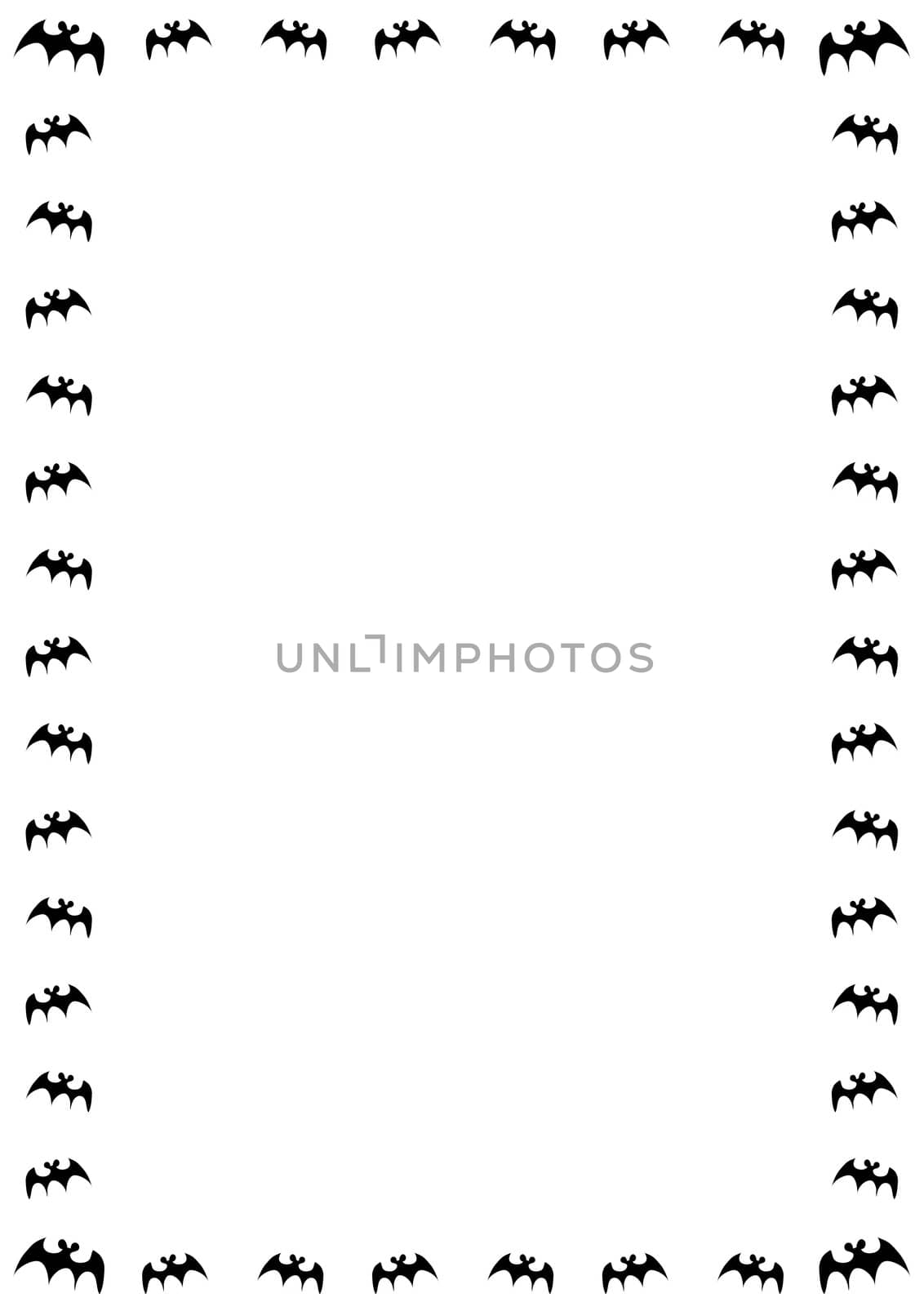halloween border with black bats on white background