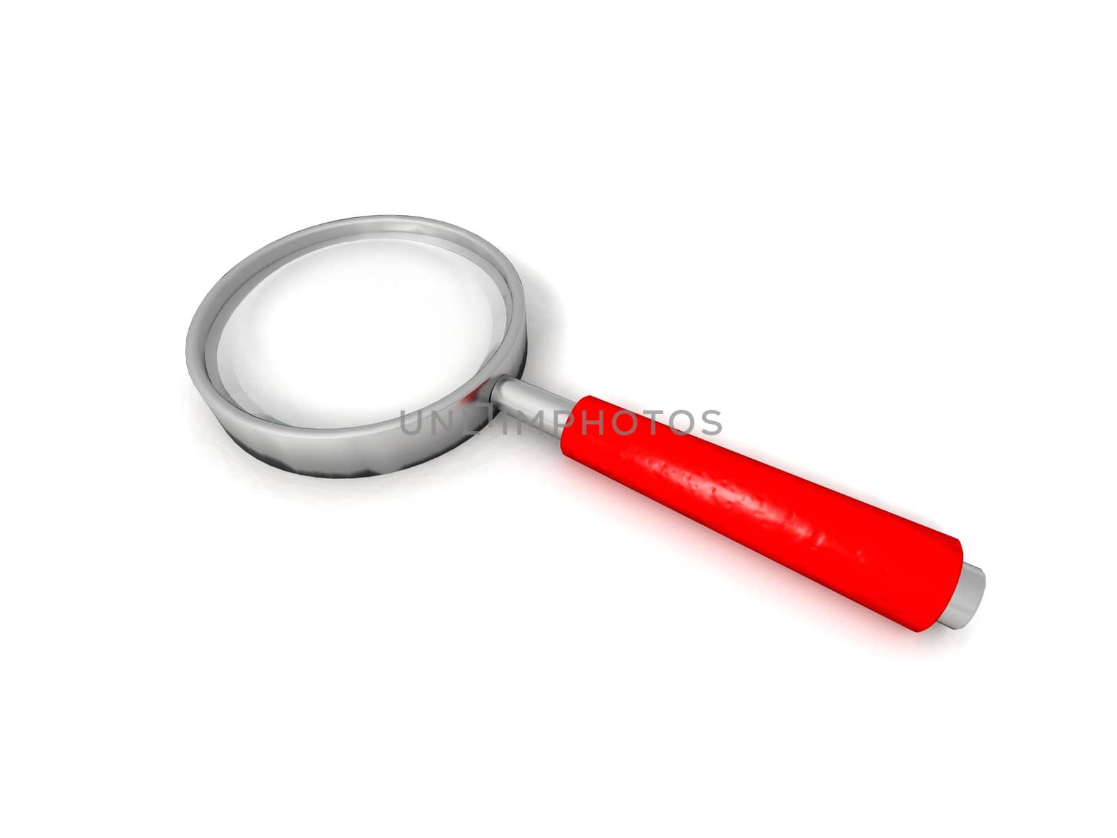 3D render of a magnifying glass on white background