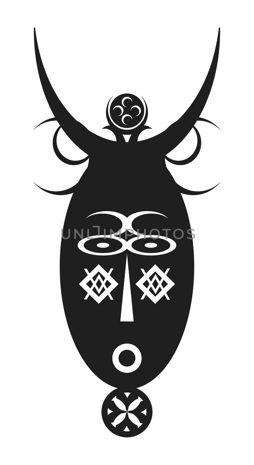 a drawing of an african mask on a white background