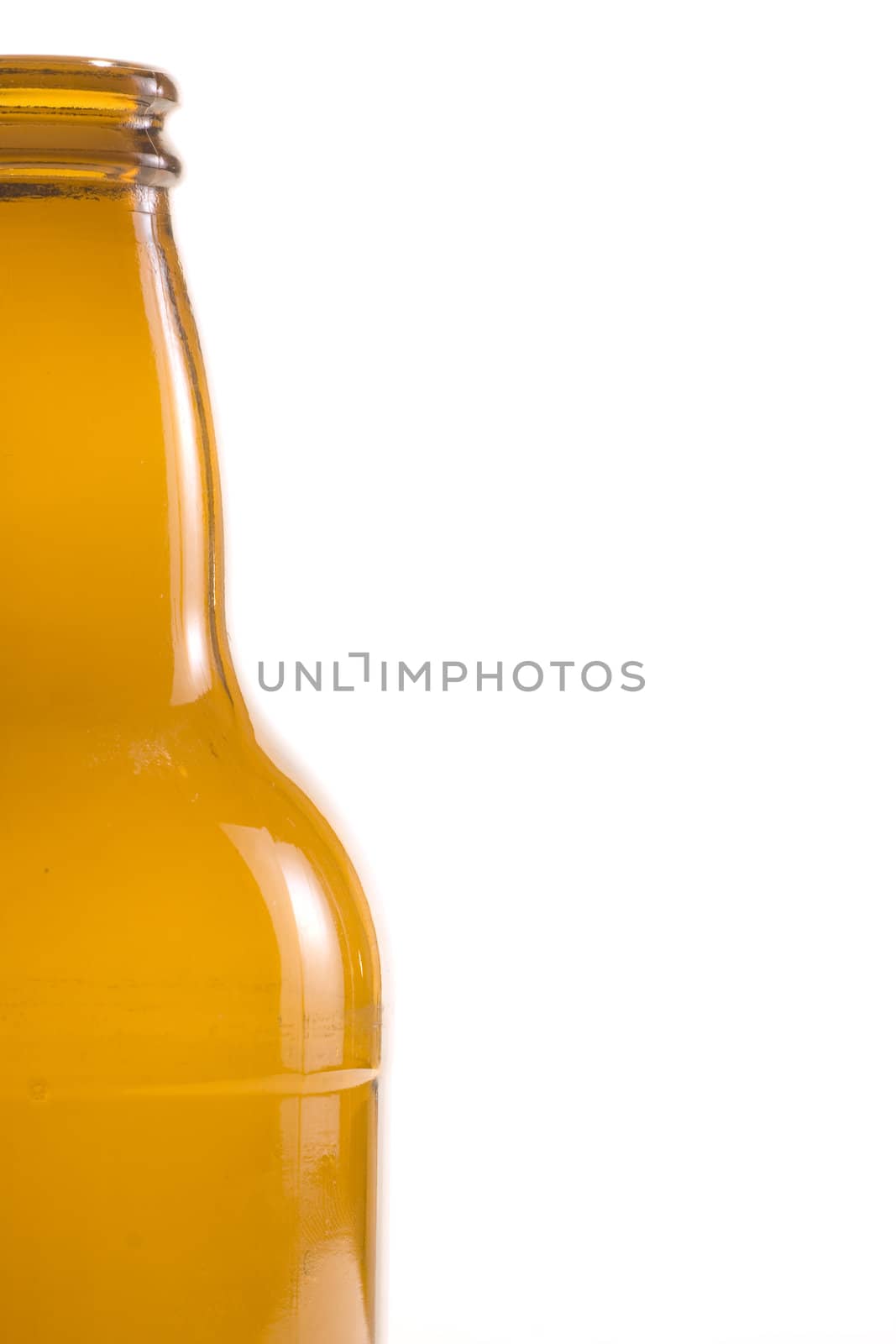 empty beer bottle on white background