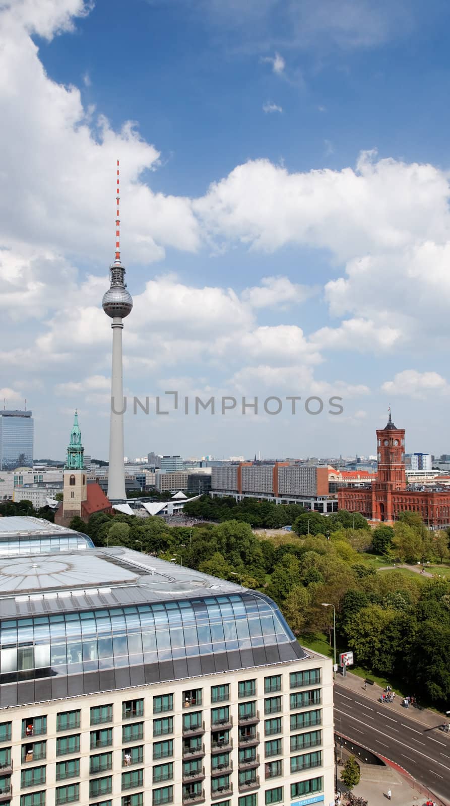 aerial view of central Berlin from the top of Berliner Dom
