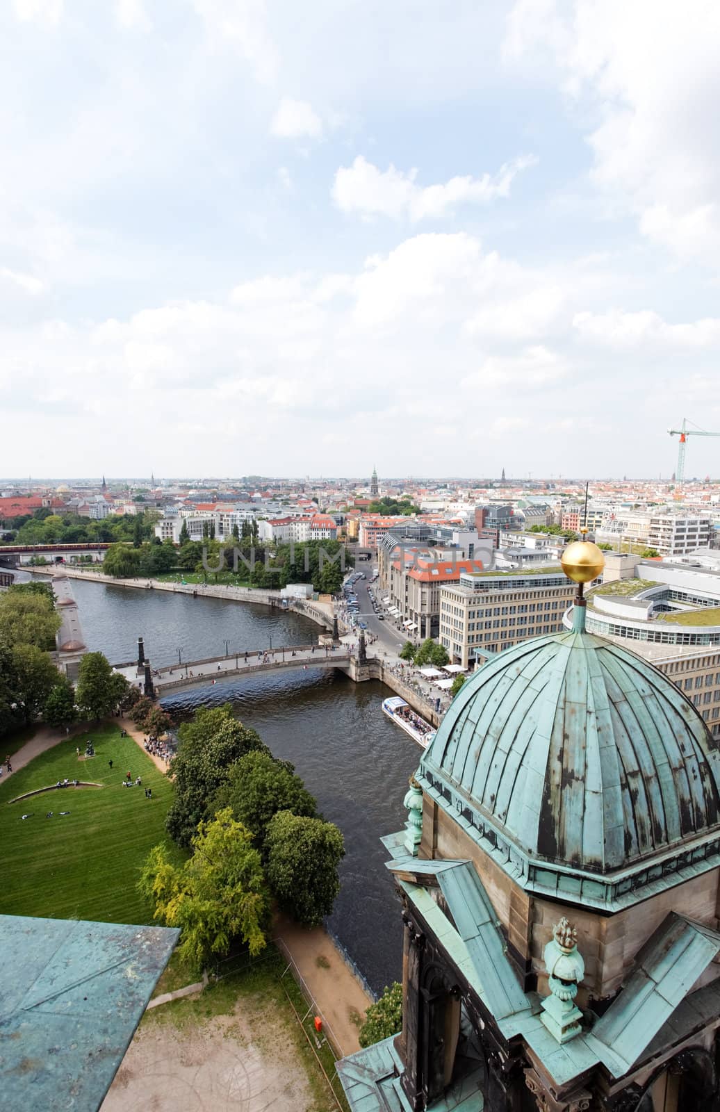 aerial view of central Berlin from the top of Berliner Dom

