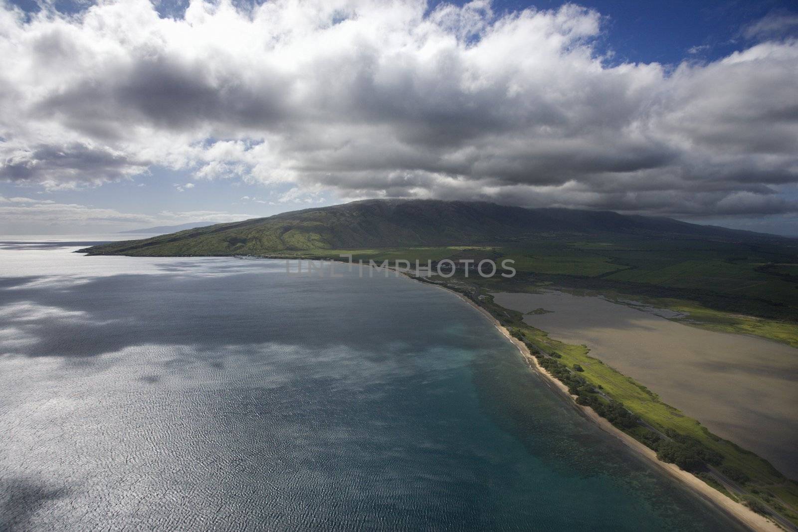 Aerial of Maui, Hawaii coast.