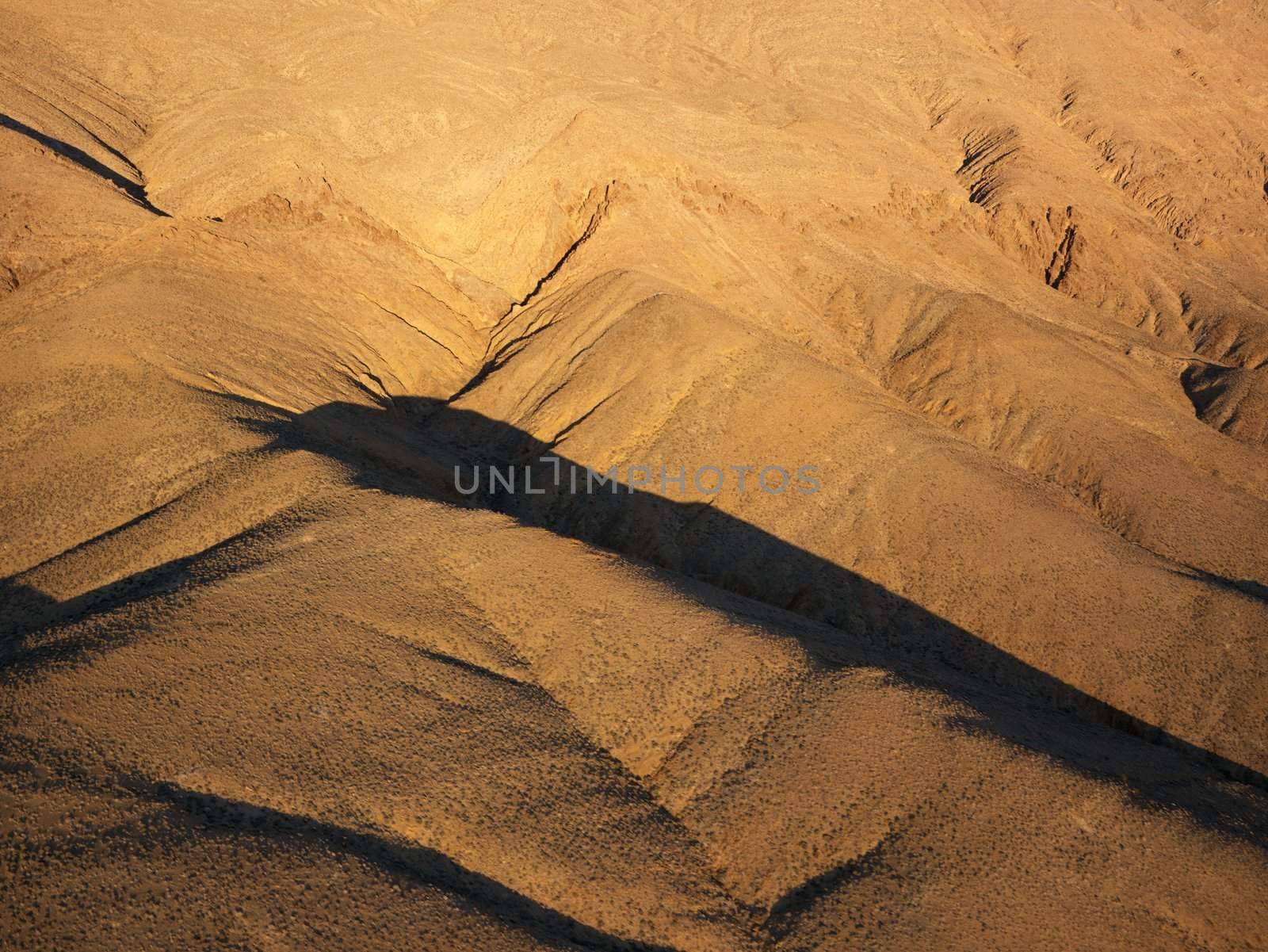 Aerial view of desert landscape.