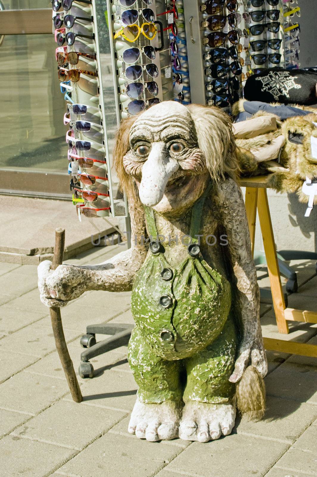 Souvenir doll of Norwegian troll inthe gift shope in Oslo Norway