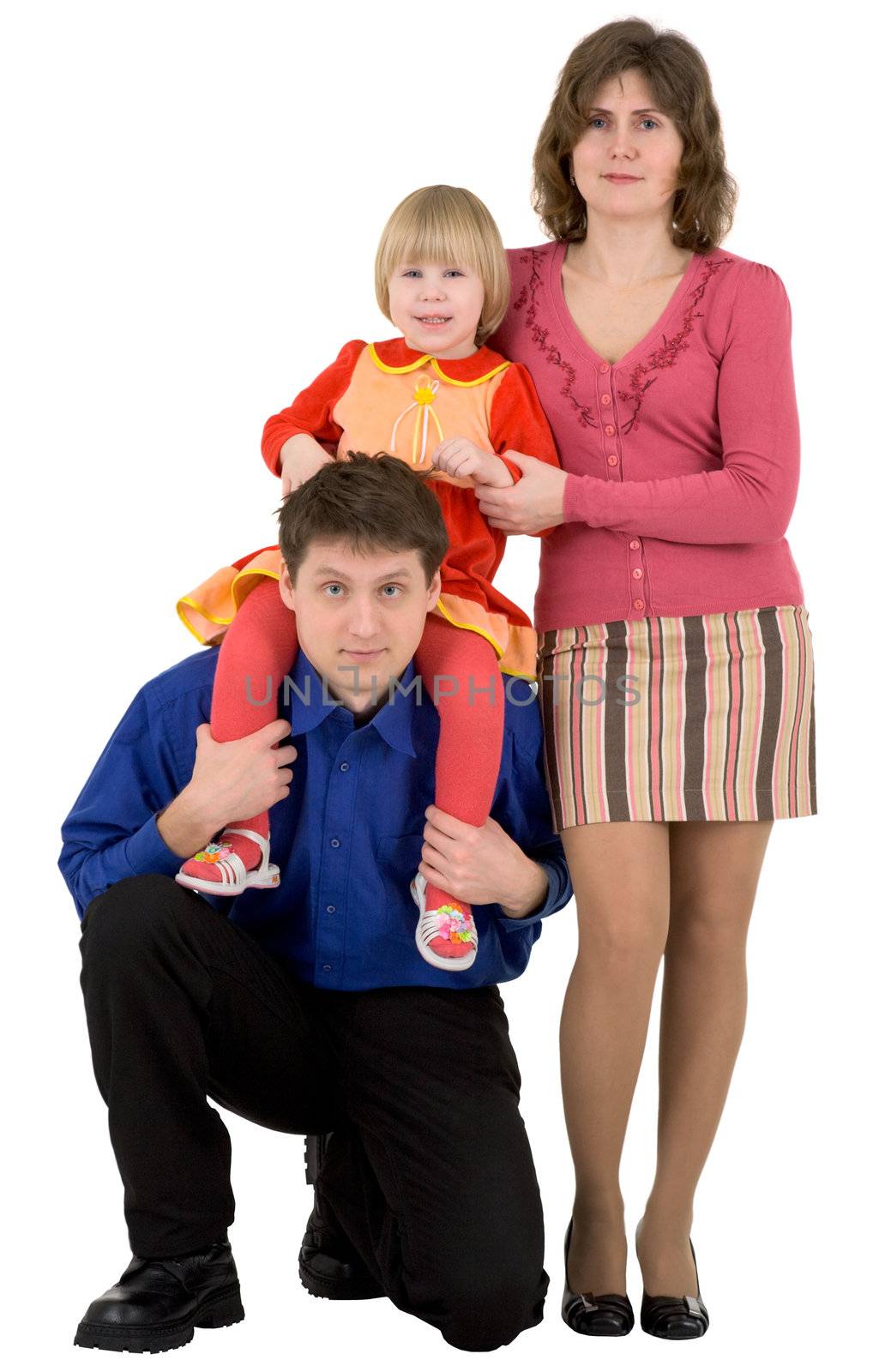 Man,woman and child on a white background