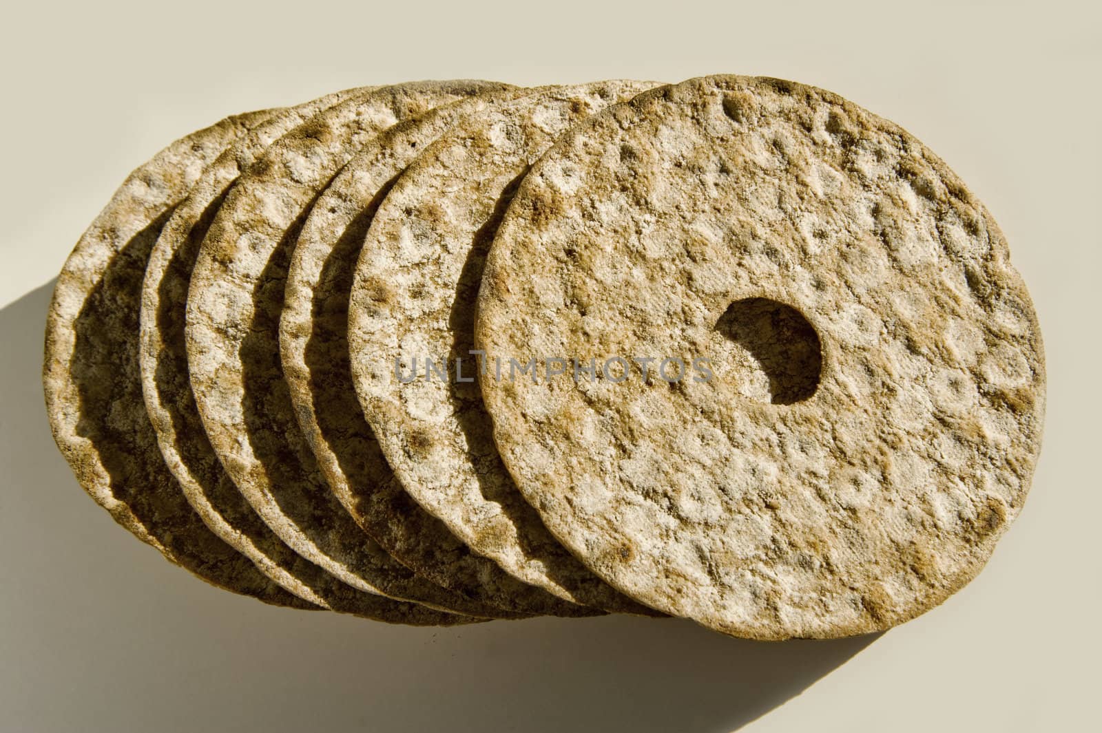 Dry Norwegian bread on the white background