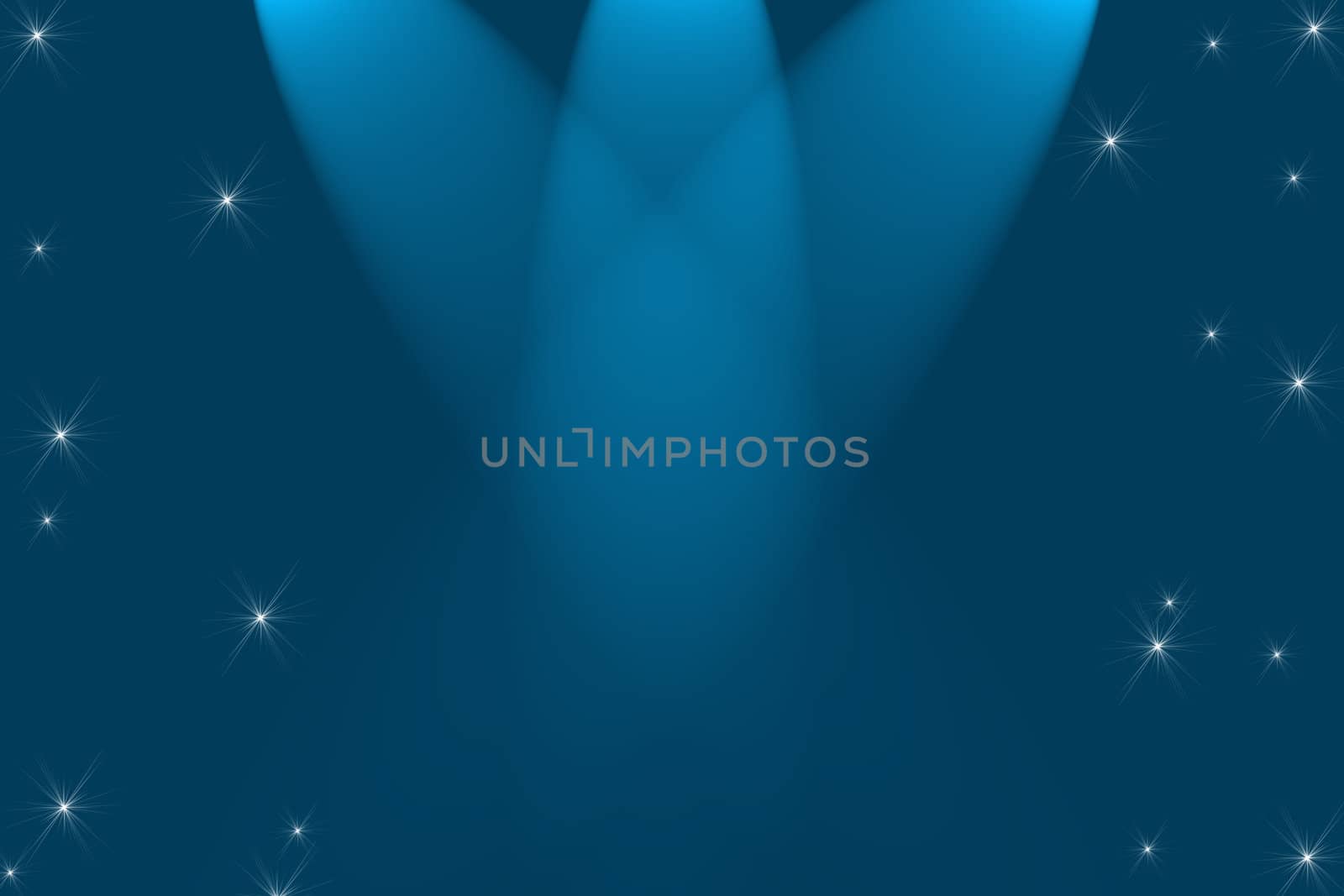 blue background stage with stars and lights