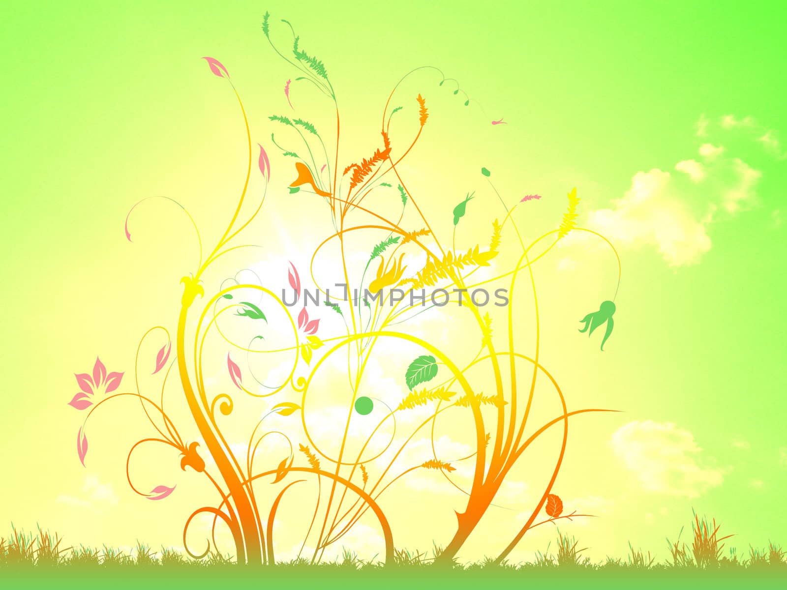 abstract floral background with sky