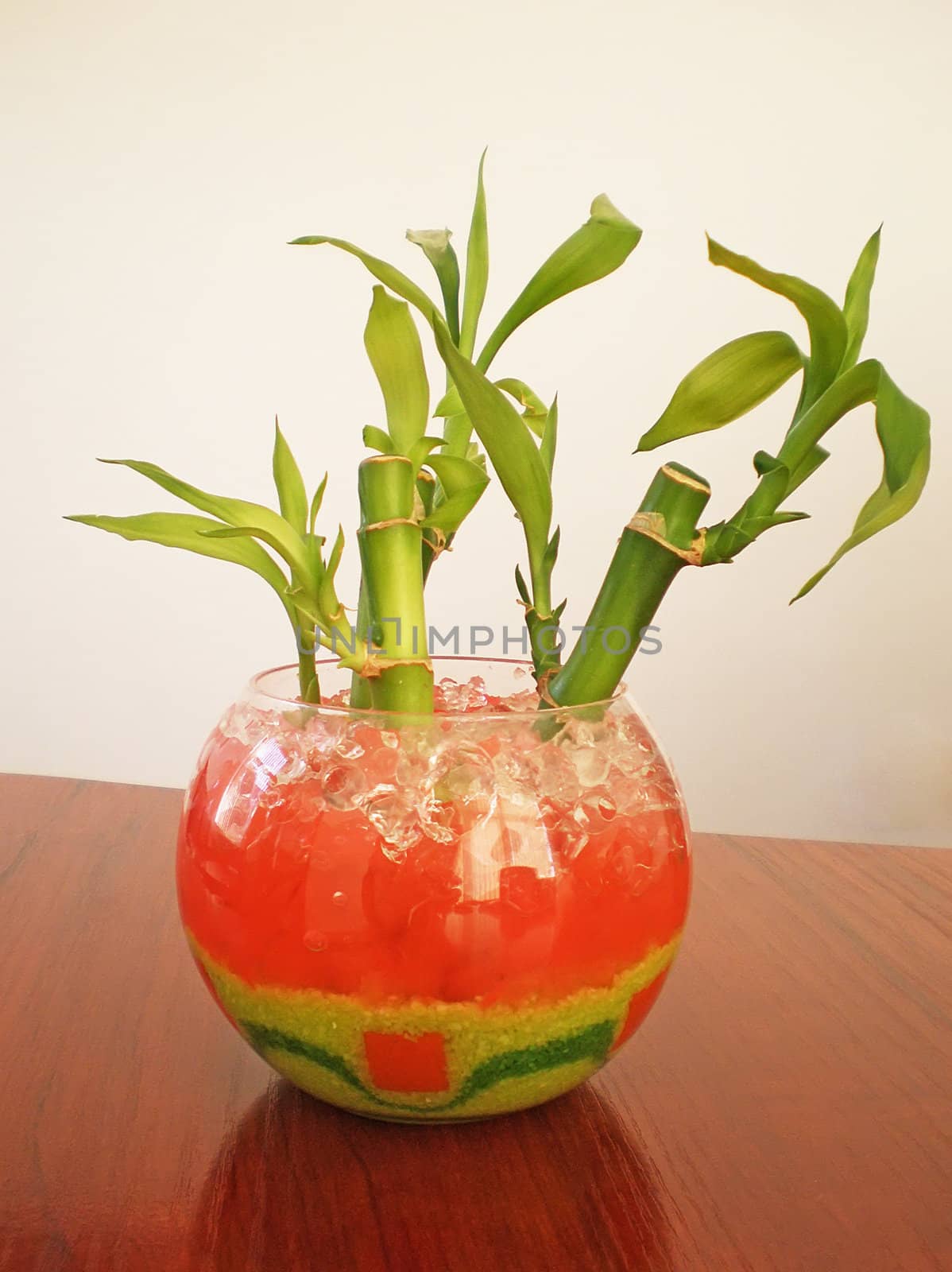 colorful bamboo bouquet on an wooden table