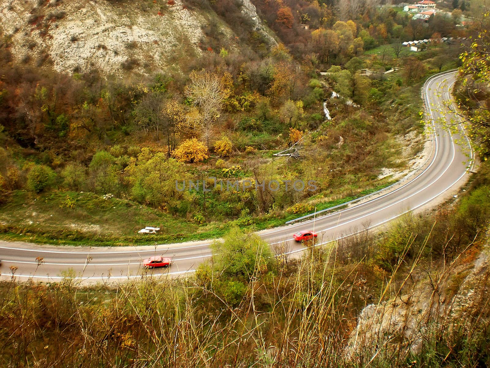 autumn landscape with road in Bulgaria