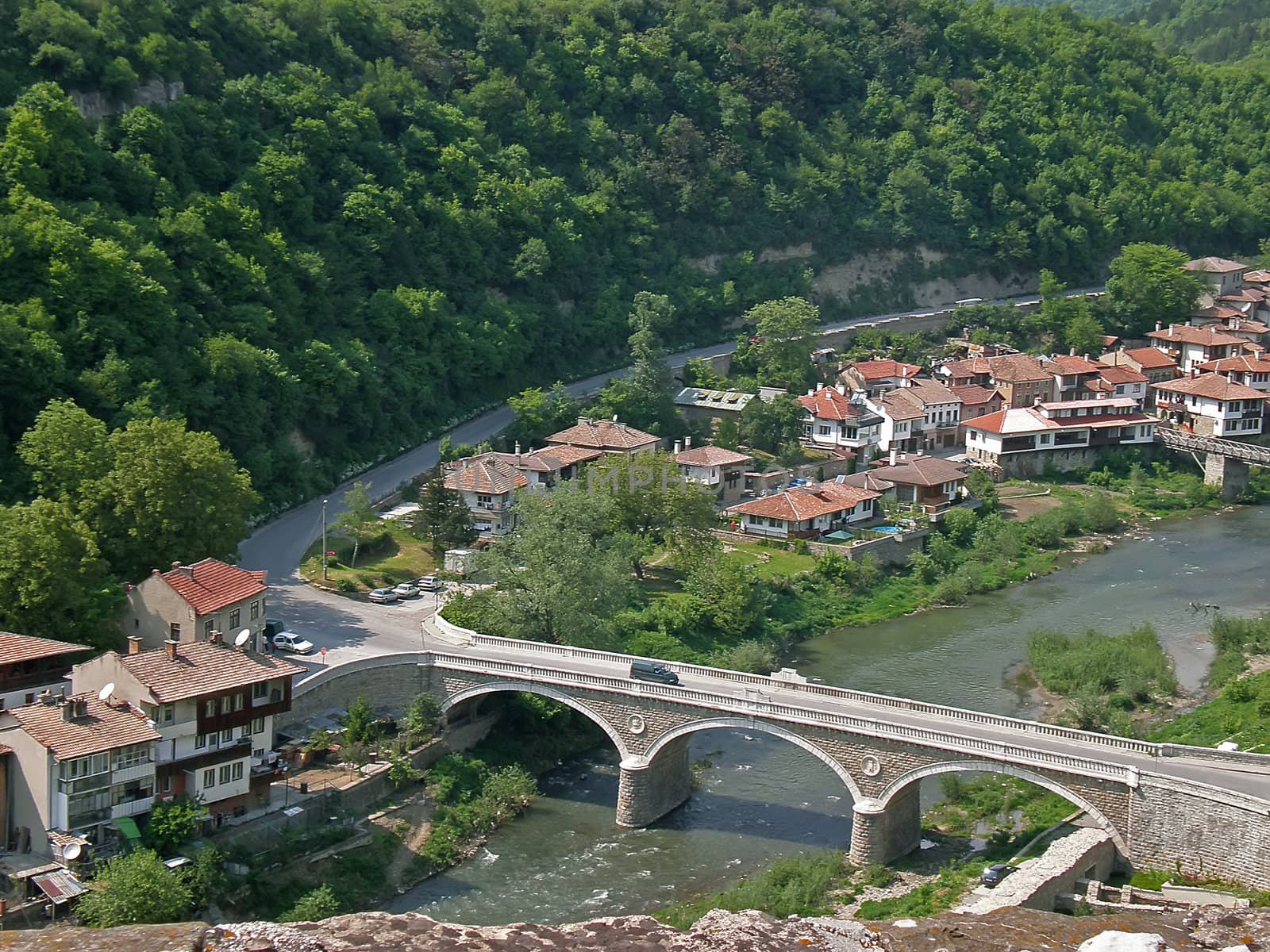 city view with old houses Veliko Turnovo Bulgaria