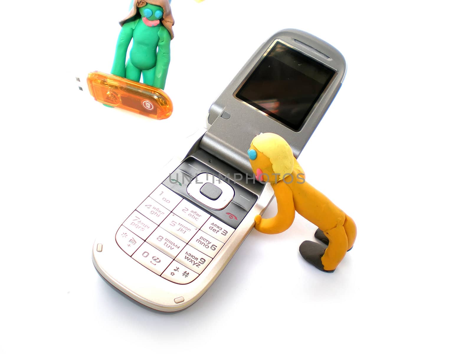 plasticine people figures with phones and usb flash by Dessie_bg
