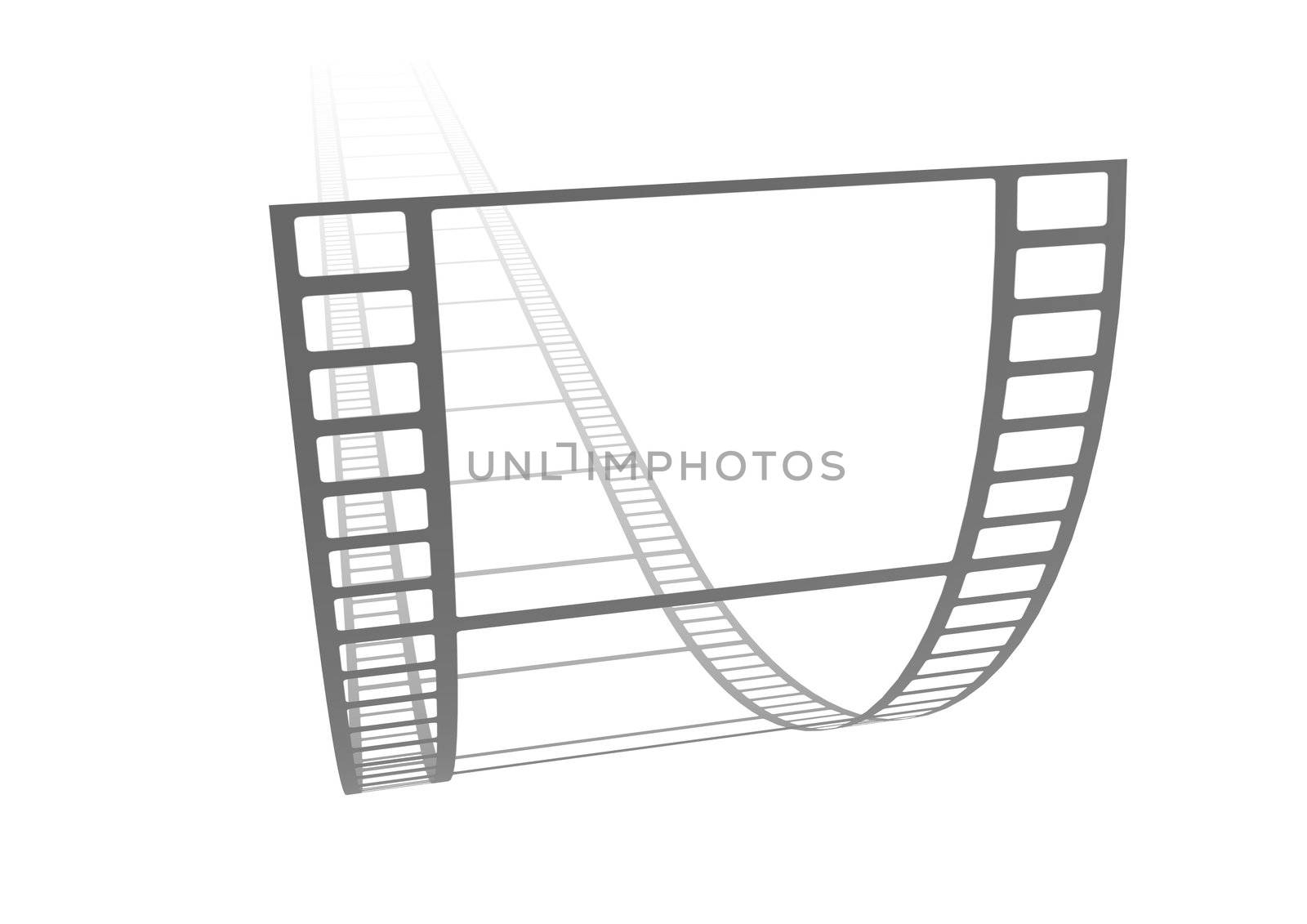 Illustration of a strip of curled transparent film 